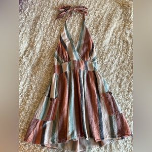 American Eagle. Muted Striped Halter Above Knee Dress. Size medium.